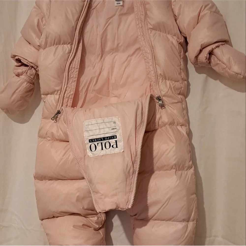 Ralph Lauren logo One-Piece Down Puffer Snowsuit